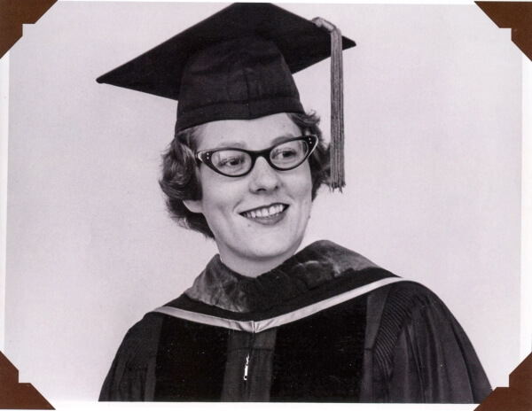 Lady in a Graduation Toga and Cap